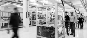 black-white image of mehnert industry robot